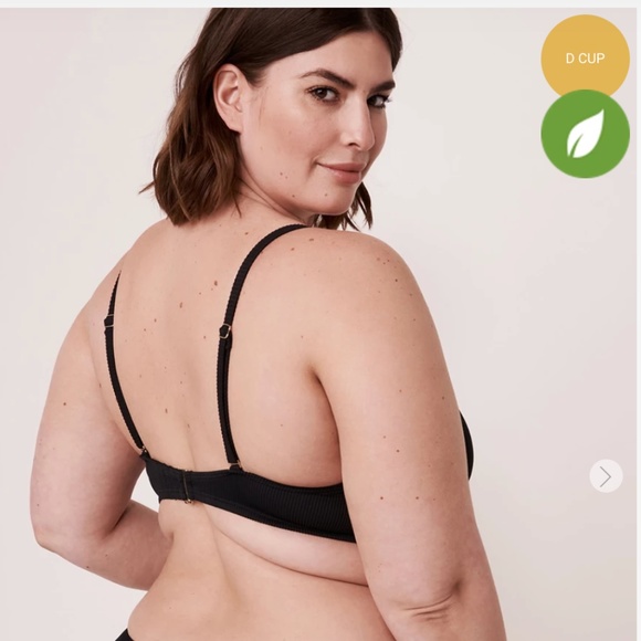 La Vie en Rose BLACK RIB Recycled Fibers D Cup Bralette Bikini Top - Picture 2 of 10